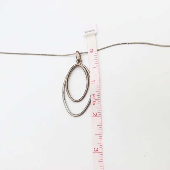 Sterling Silver 925 Double Oval Loop Pendant Chaint Necklace 16" - Picture 10 of 10